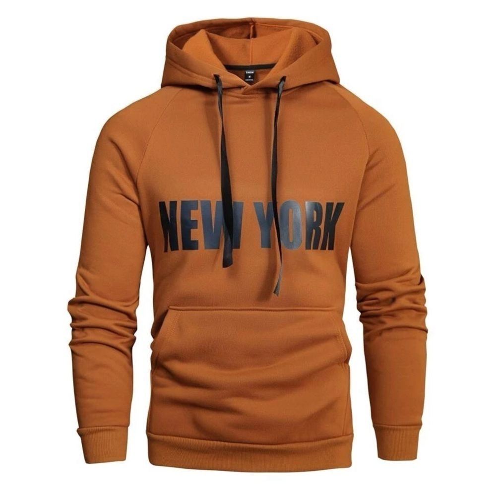 SHEIN New York Graphic Hoodie in Mustard, Size L​​​​​​​​